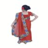 Pazaar Rose Madder Red Embroidered Party Kids Wear Saree - Image 2