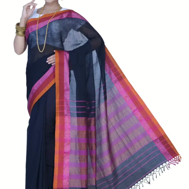 Pazzar Off White &Teal Blue Festival Saree With Matching Blouse Piece