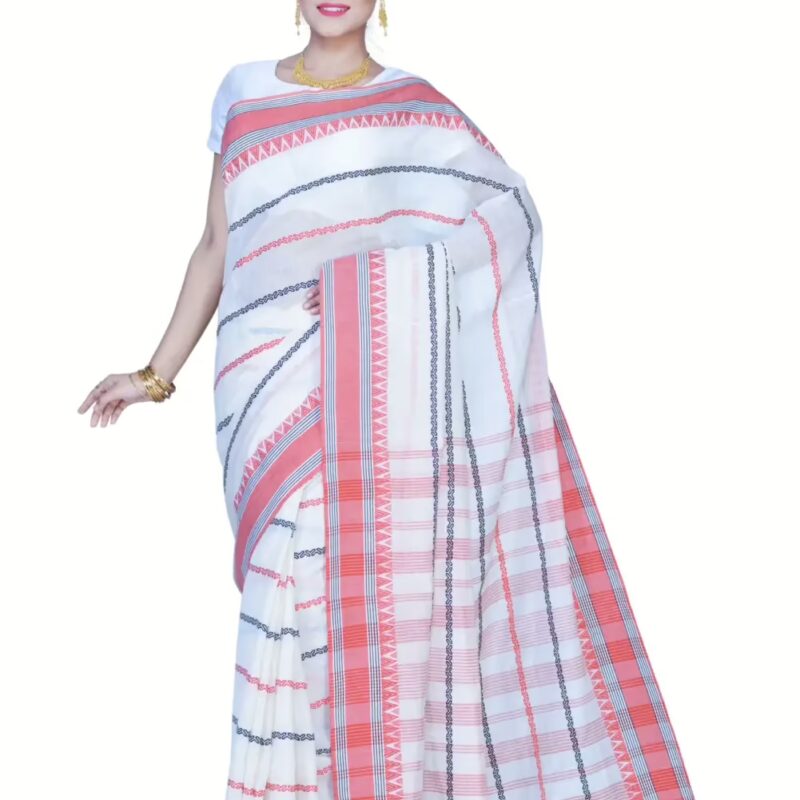 Pazaar Off White Festival Saree With Matching Blouse Piece