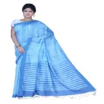 Pazaar Sky Blue & Off White Festival Saree With Matching Blouse Piece