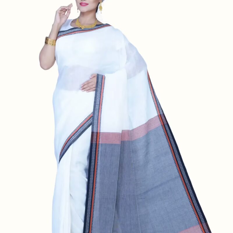 Pazaar Off White Festival Saree With Matching Blouse Piece