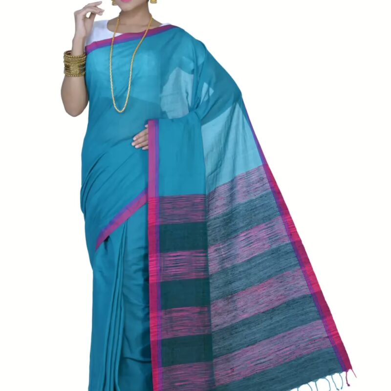 Pazaar Teal Green Festival Saree With Matching Blouse Piece