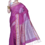 Pazaar Red Violet Festival Saree With Matching Blouse Piece