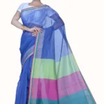 Pazaar Dark Blue & Magenta Festival Saree With Matching Blouse Piece
