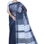 Pazaar Dark Arsenic Gray Festival Saree With Matching Blouse Piece