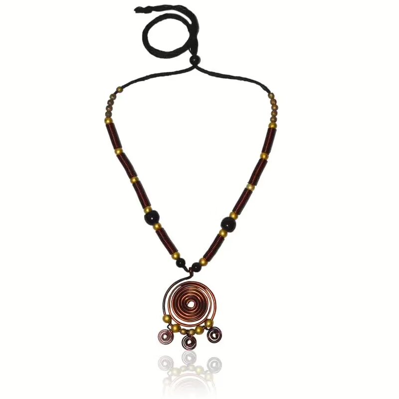Pazaar Black and Sienna Brown Dokra Festival Necklace