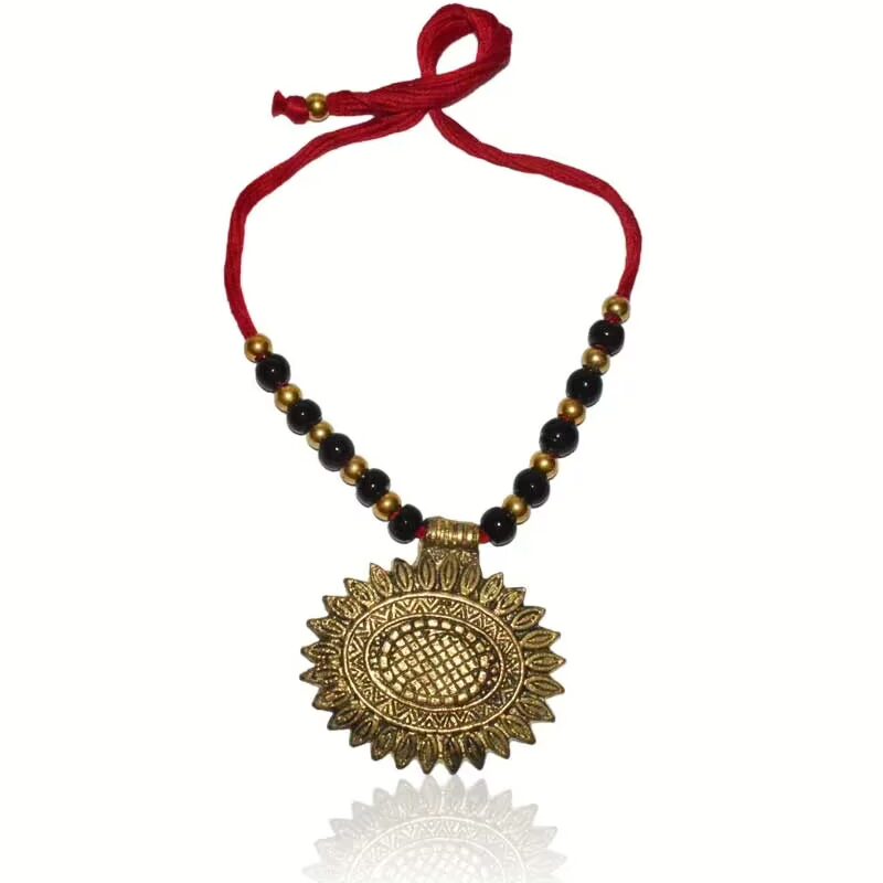 Pazzar Black and Golden Dokra Festival Necklace