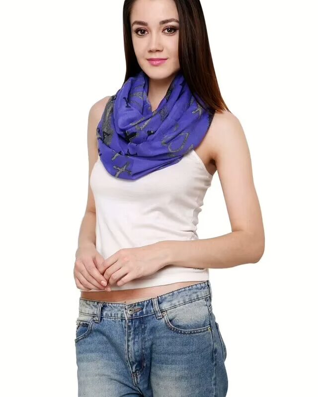 Purple Love Infinity Loop Printed Scarf for women