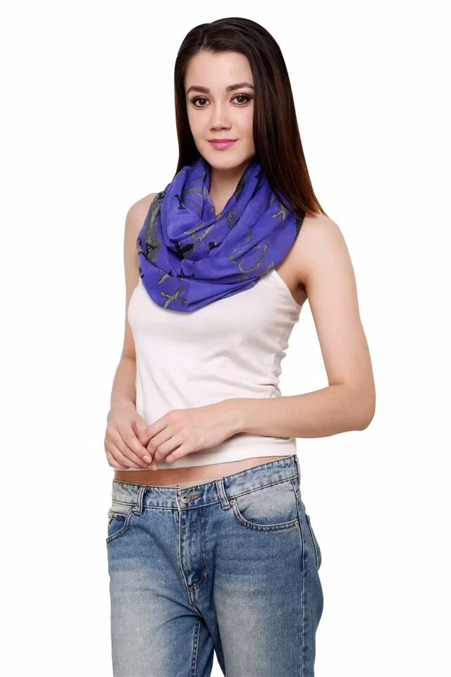 Purple Love Infinity Loop Printed Scarf for women