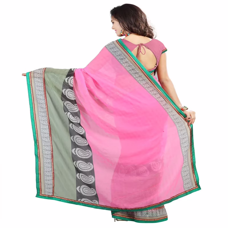 Lookslady Printed Pink Chiffone saree - Image 2