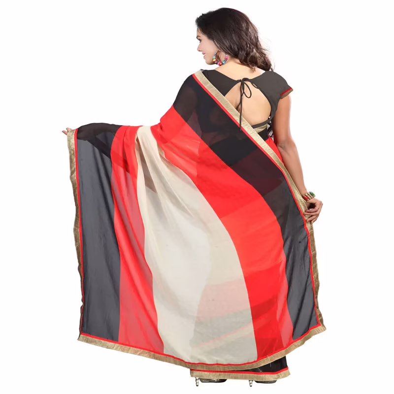 Lookslady Printed Red Chiffone saree - Image 3