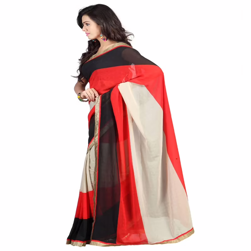 Lookslady Printed Red Chiffone saree - Image 2