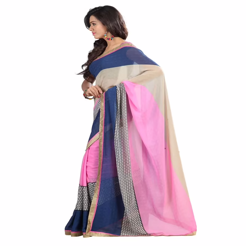 Lookslady Printed Multicolor Chiffone saree - Image 2