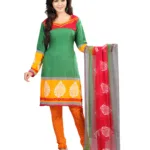 Lookslady Printed Green crepe Dress-Material