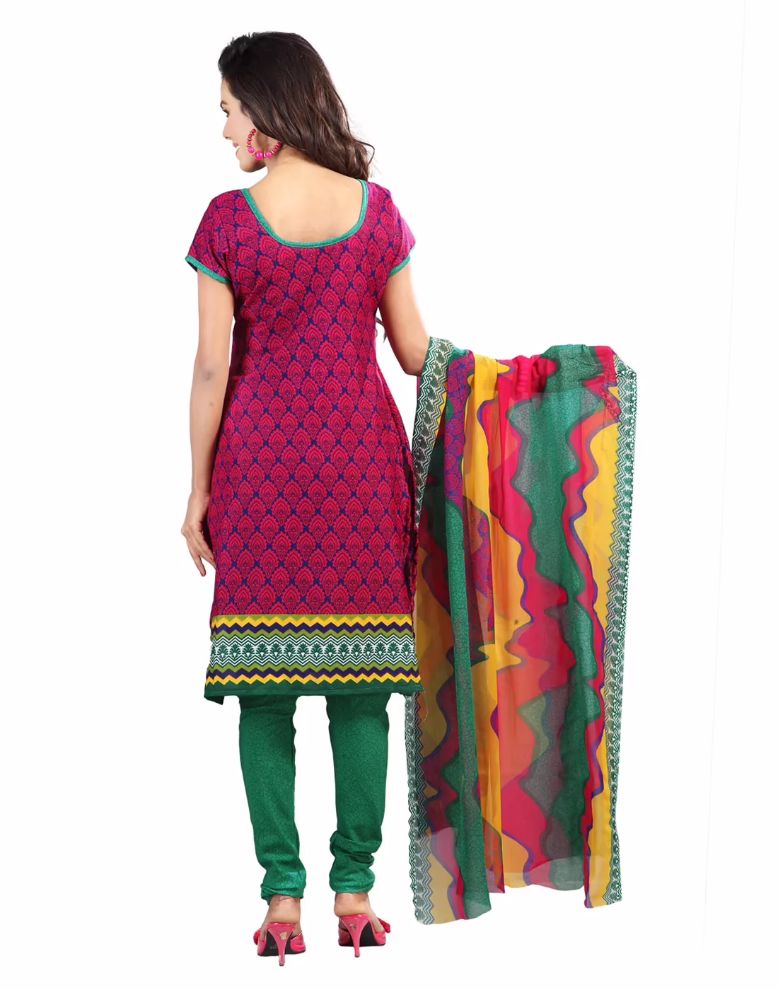 Lookslady Printed Pink Cotton Dress-Material - Image 3