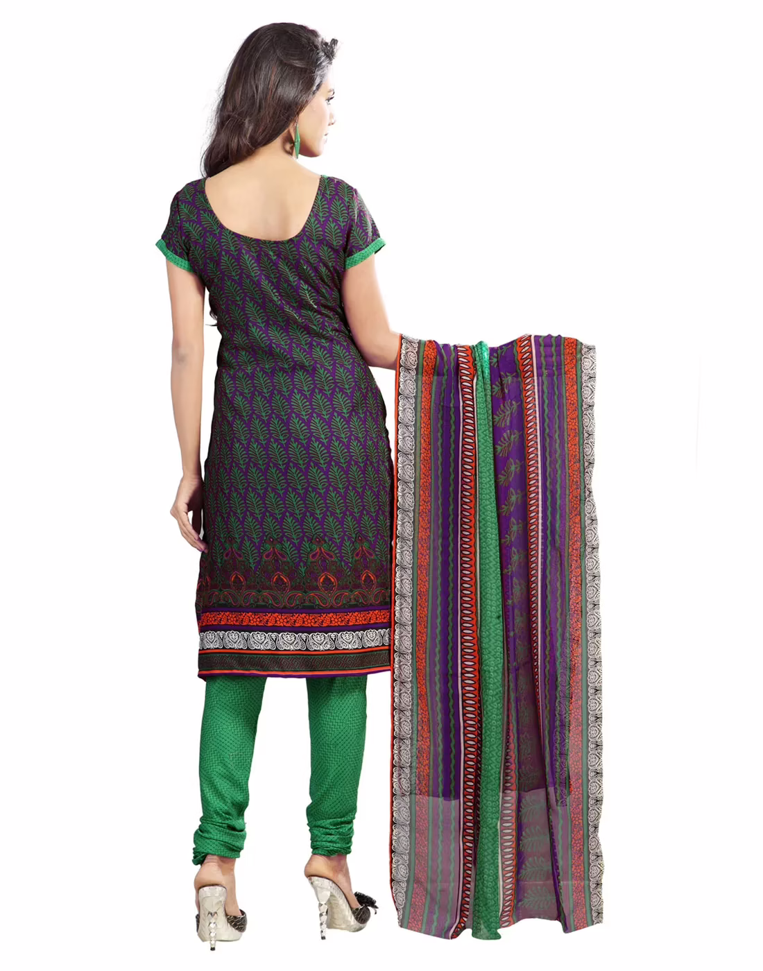 Lookslady Printed Green Cotton Dress-Material - Image 3