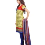 Lookslady Printed Yellow Cotton Dress-Material
