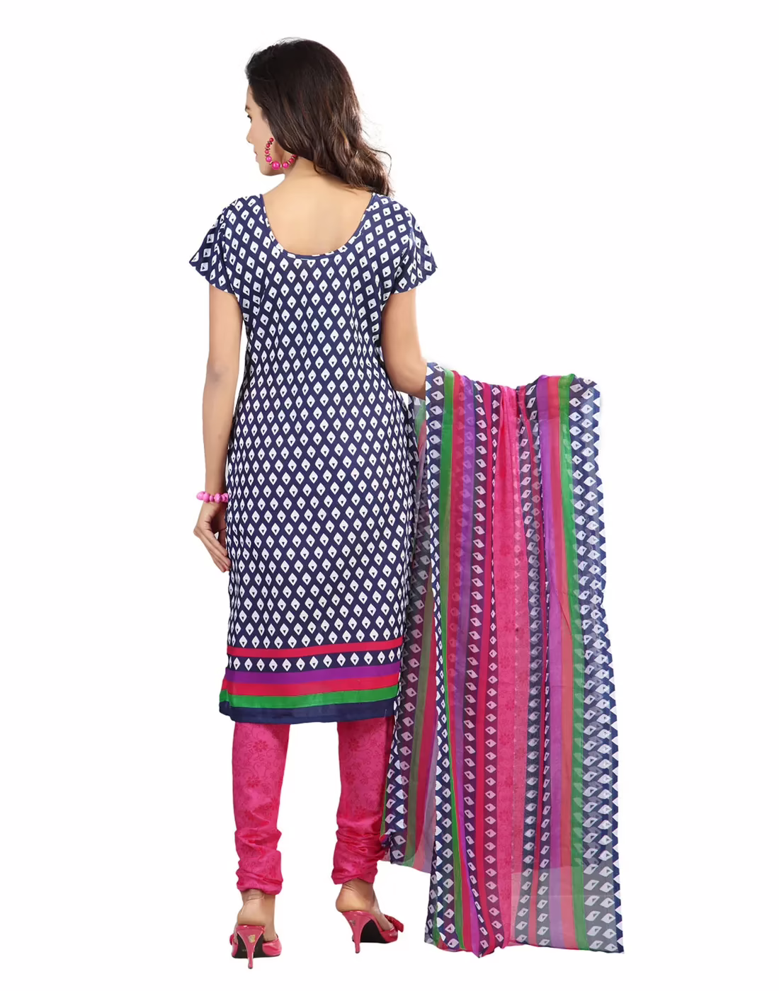 Lookslady Printed Blue Cotton Dress-Material - Image 3