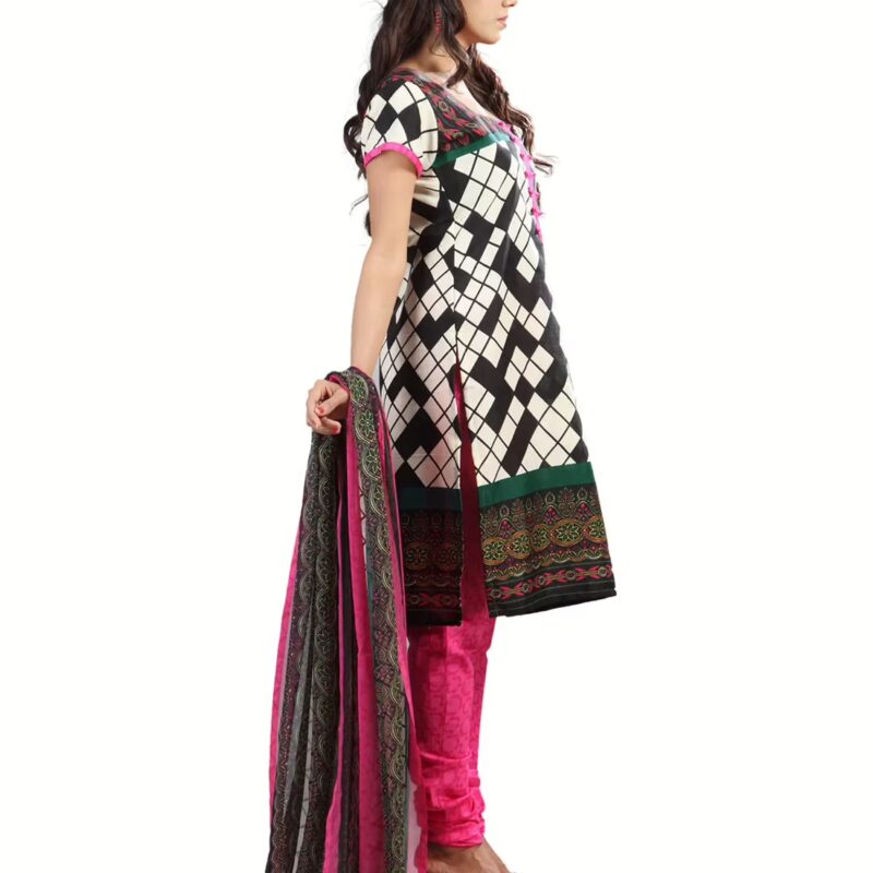 Lookslady Printed Beige Cotton Dress-Material