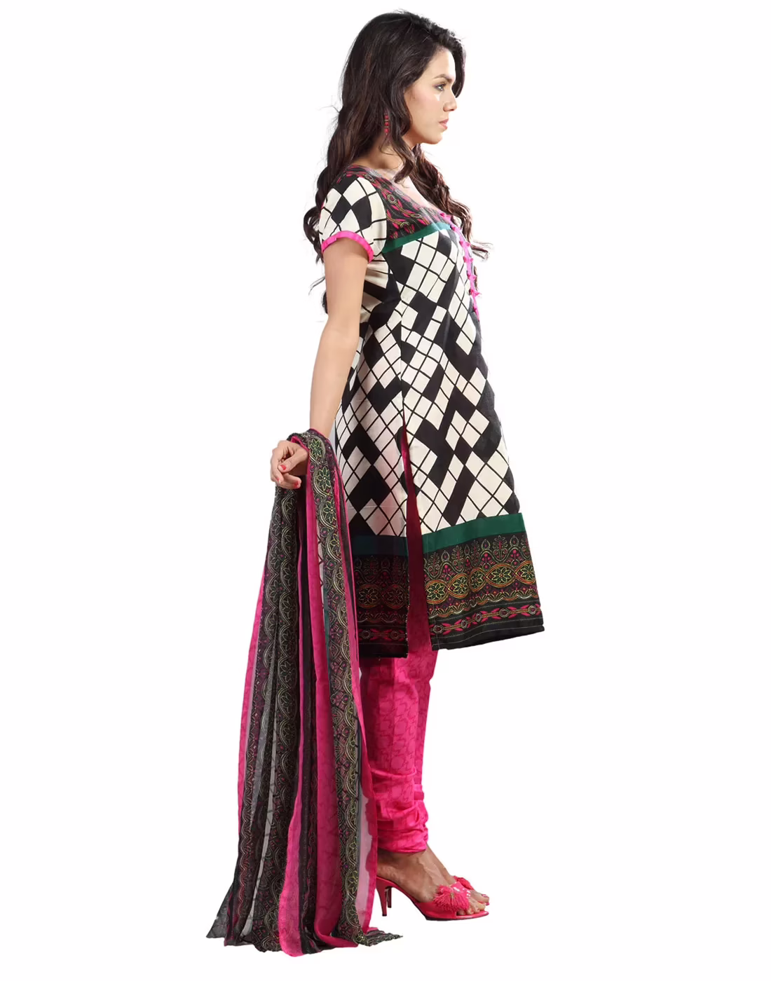 Lookslady Printed Beige Cotton Dress-Material