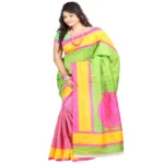 Lookslady Printed Pink Bhagalpuri Saree