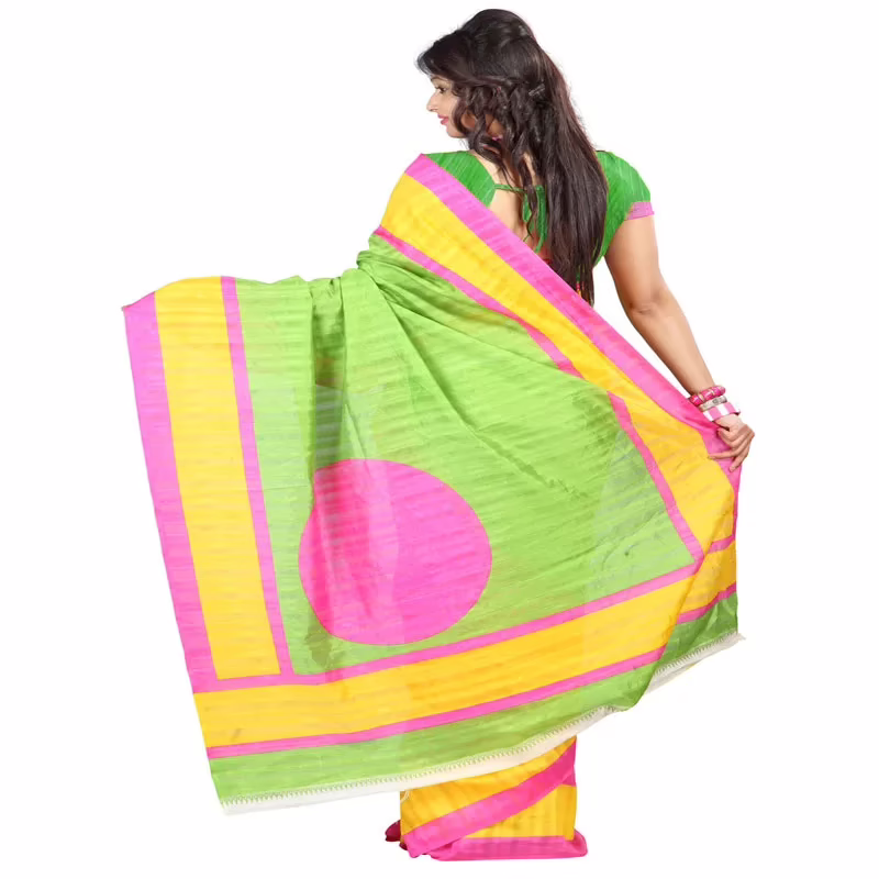 Lookslady Printed Pink Bhagalpuri Saree - Image 2
