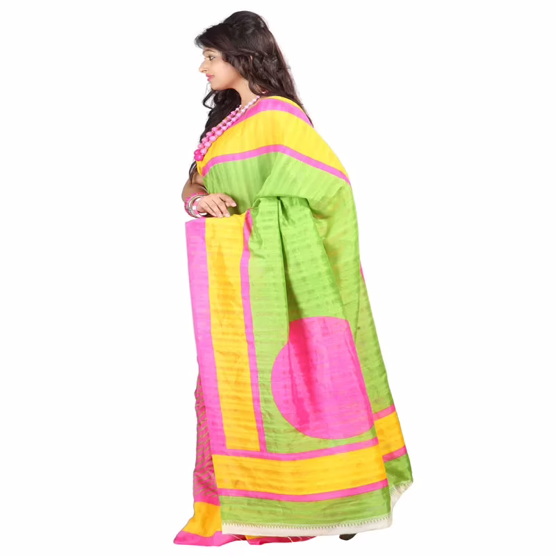 Lookslady Printed Pink Bhagalpuri Saree - Image 4