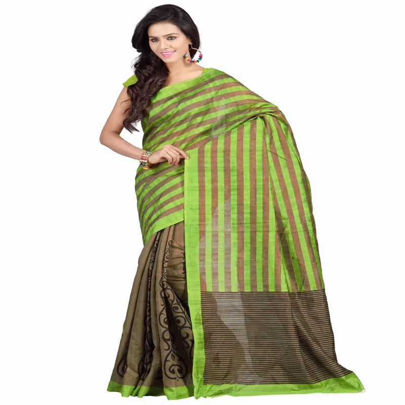 Lookslady Printed Green Bhagalpuri Saree - Image 4