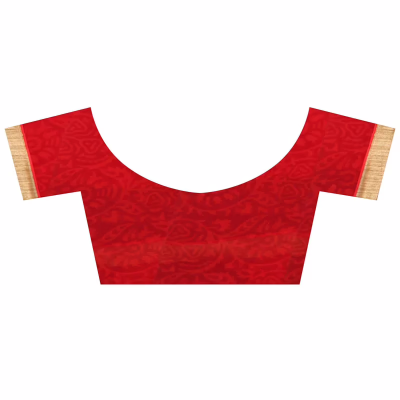 Lookslady Printed Red Chiffon Saree - Image 3