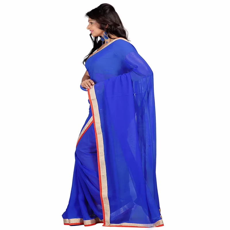 Lookslady Printed Blue Chiffon saree - Image 2