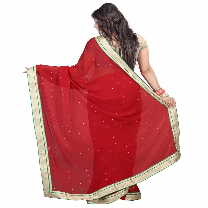 Lookslady Printed Red Chiffon saree - Image 4