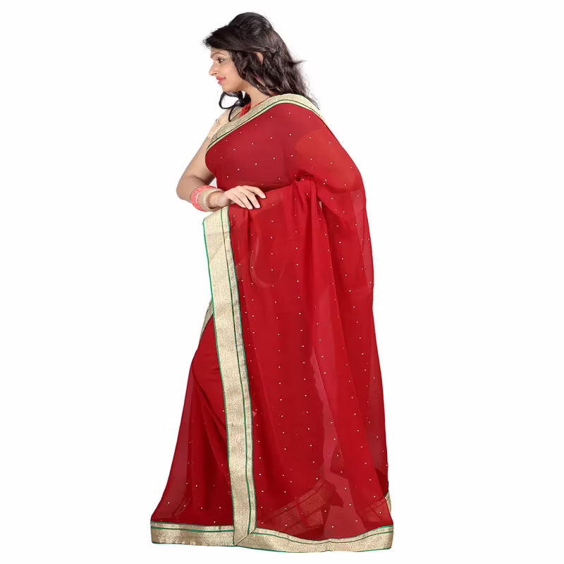 Lookslady Printed Red Chiffon saree - Image 2