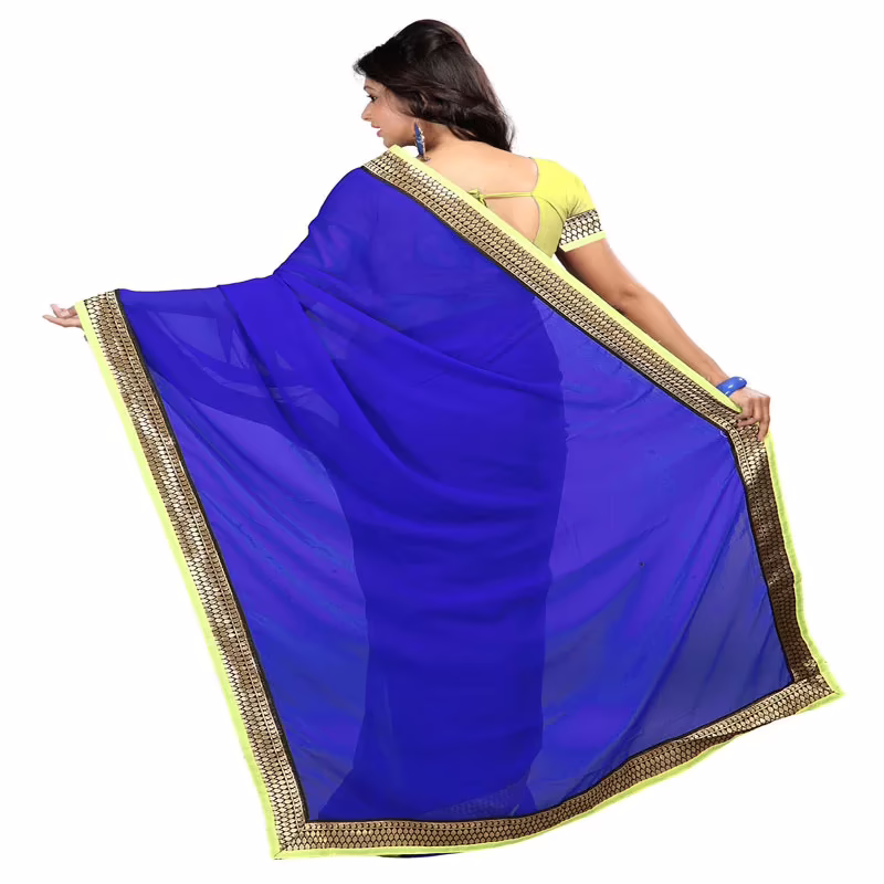 Lookslady Printed Blue Chiffon saree - Image 4