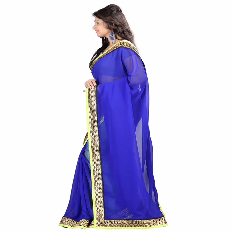 Lookslady Printed Blue Chiffon saree - Image 2