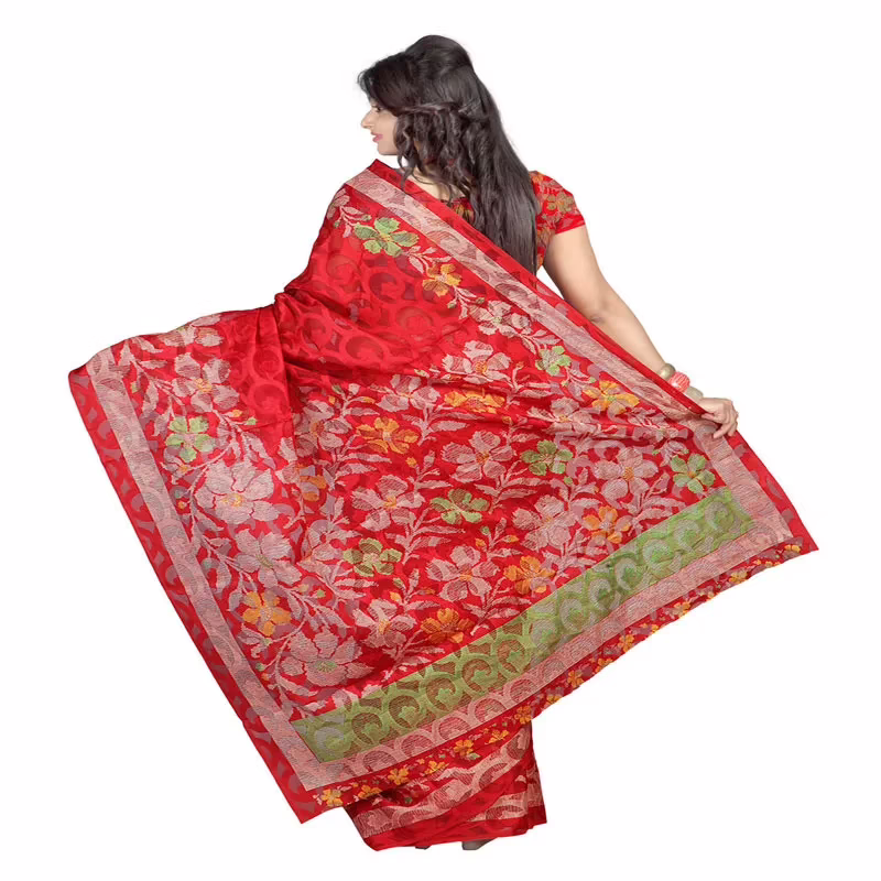 Lookslady Printed Maroon jacquard saree - Image 2