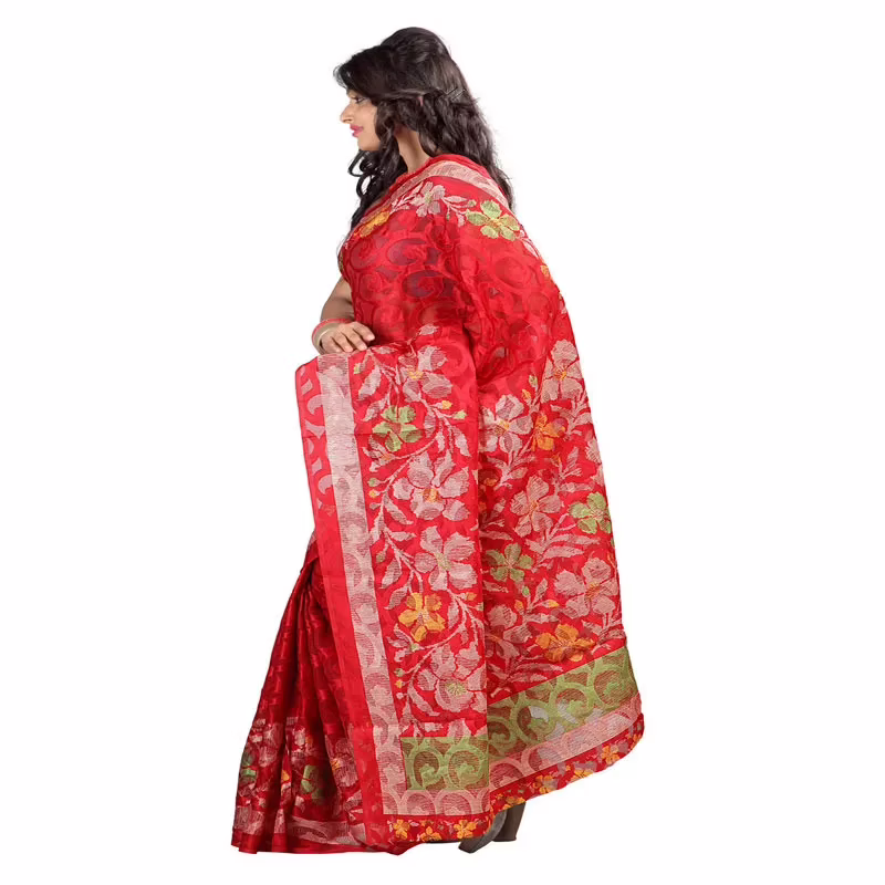 Lookslady Printed Maroon jacquard saree - Image 4