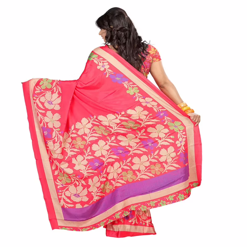 Lookslady Printed Pink Crepe saree - Image 4