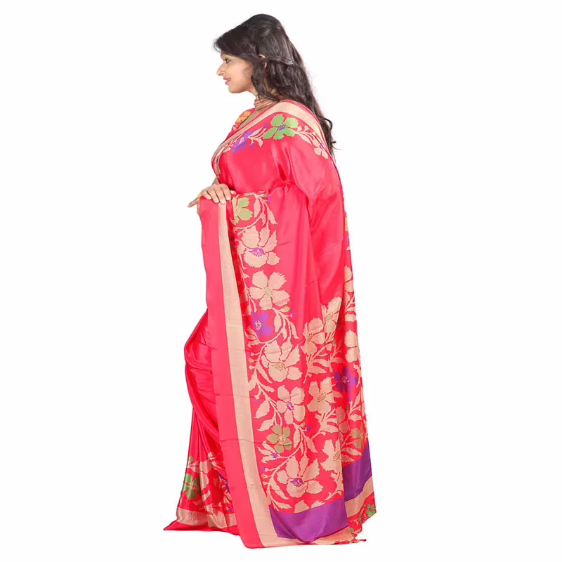 Lookslady Printed Pink Crepe saree - Image 3