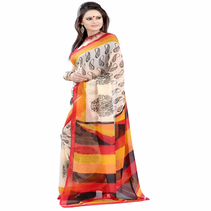 Lookslady Printed Red Chiffon saree - Image 2