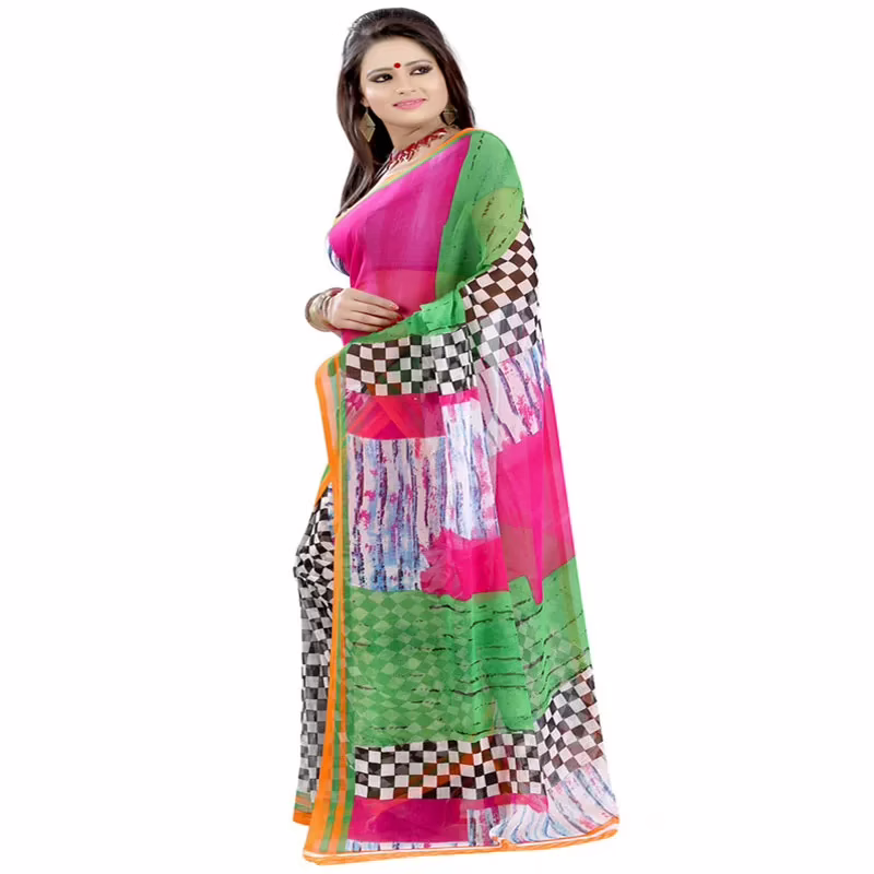 Lookslady Printed Multicolor Chiffon saree - Image 2