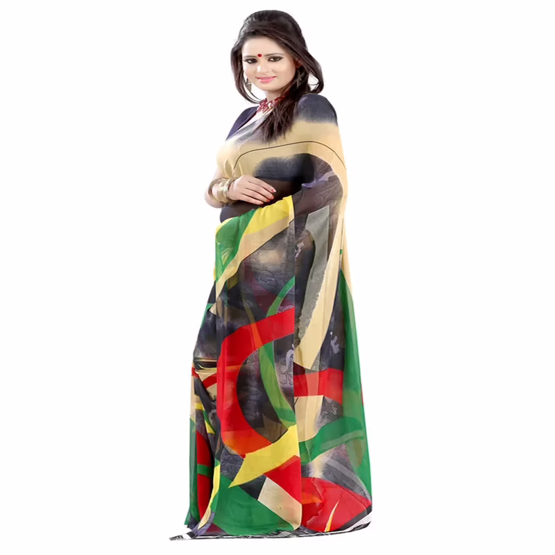 Lookslady Printed Multicolor Chiffon saree - Image 4