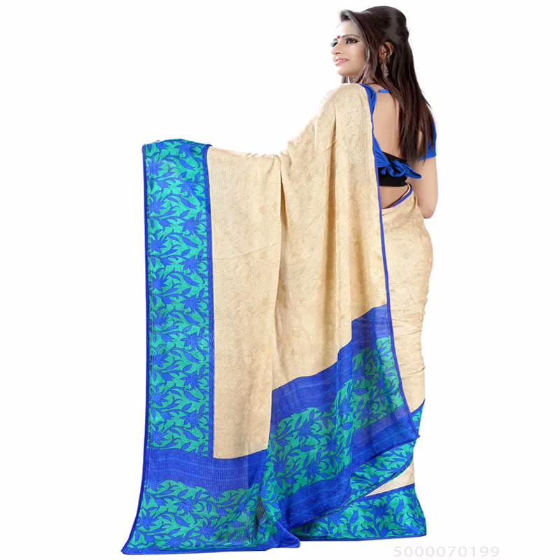 Lookslady Printed Beige Crepe saree - Image 3