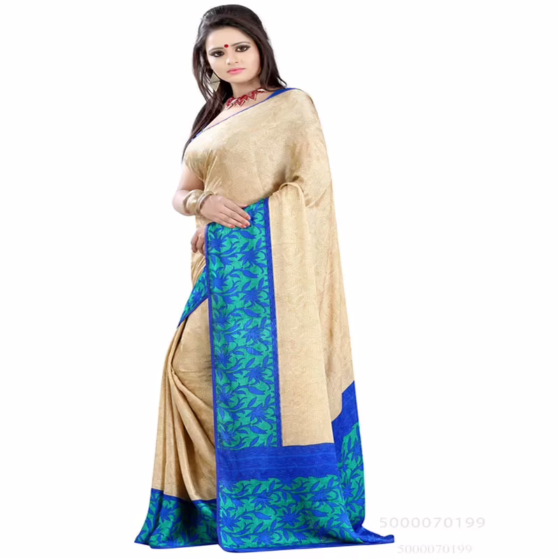 Lookslady Printed Beige Crepe saree - Image 2
