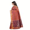 Lookslady Printed Orange & Blue Cotton Saree - Image 3