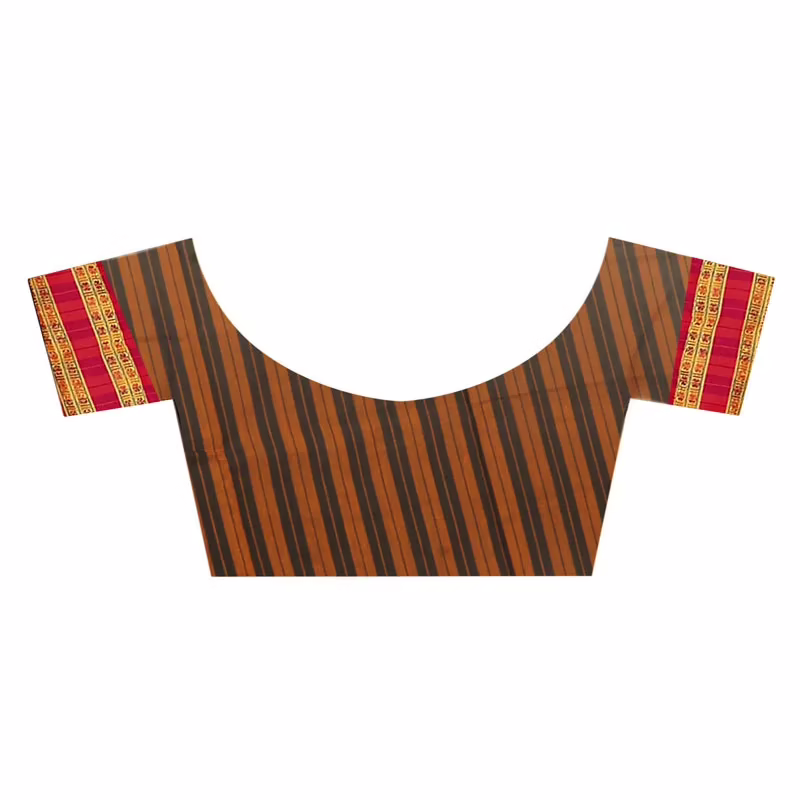 Lookslady Printed Brown & Black Cotton Saree - Image 4