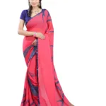 Lookslady Printed Pink Georgette saree