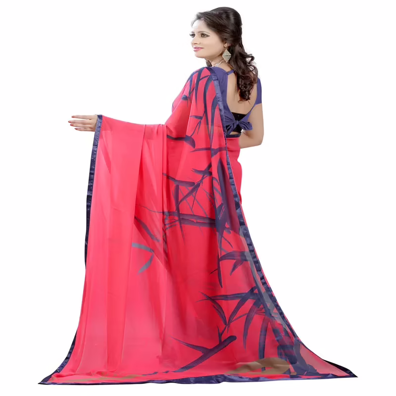 Lookslady Printed Pink Georgette saree - Image 2