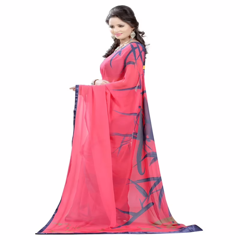 Lookslady Printed Pink Georgette saree - Image 4