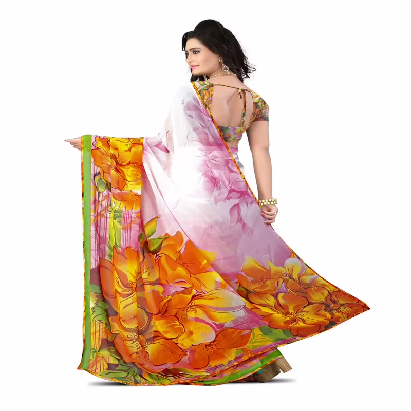Lookslady Printed Pink Georgette saree - Image 3