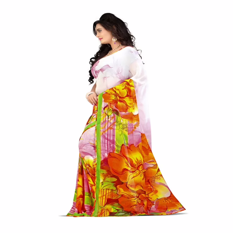 Lookslady Printed Pink Georgette saree - Image 2